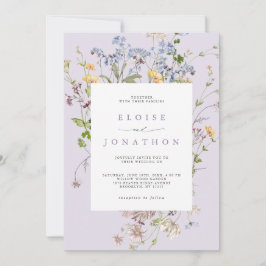 Invitación Lavender Wildflower Meadow Garden QR Code Wedding