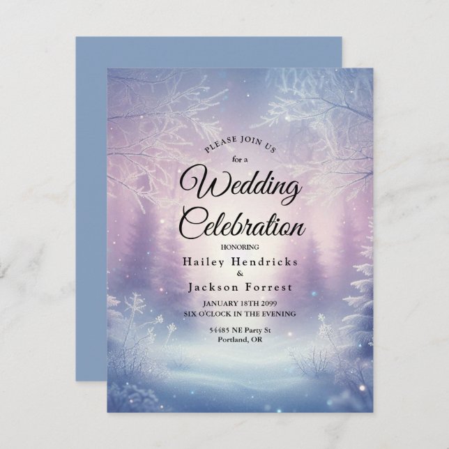 Invitación Lavender Winter Snowfall Serenade Boda (Anverso / Reverso)
