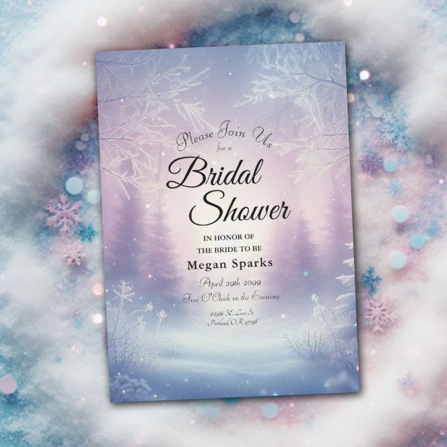 Invitación Lavender Winter Snowfall Serenade Bridal Shower (Subido por el creador)