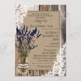 Invitación Lavender Wood Lace Rustic Boda