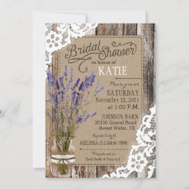 Invitación Lavender Wood Lace Rustic Bridal Shower