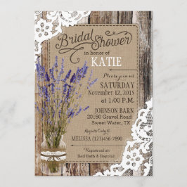 Invitación Lavender Wood Lace Rustic Bridal Shower