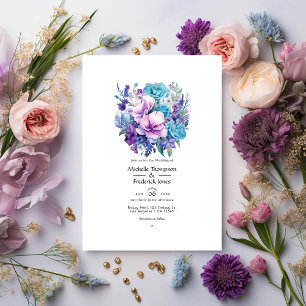 Invitación Lavender y Aqua Floral Boda