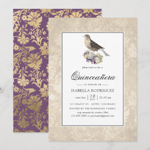 Invitación Lavender y Ivory Vintage Quinceañera