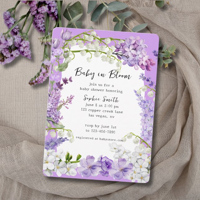 Invitación Lavender y Lilac Boho Baby en Bloom Baby Shower (Subido por el creador)