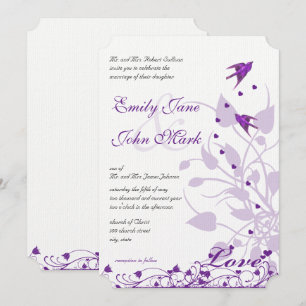 Invitación Lavender y Lilac Purple Plum Love Bird Boda