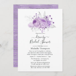 Invitación Lavender y Silver Floral Virtual Drive By Shower