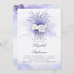 Invitación Lavenders Baby Shower   Morado Floral