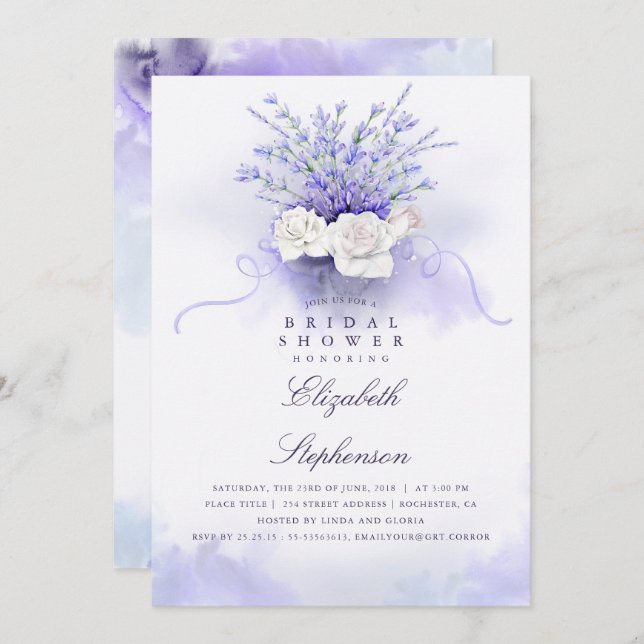 Invitación Lavenders Bridal Shower (Anverso / Reverso)