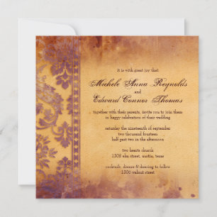 Invitación Lavish Lilac Grunge Damask Lace Boda
