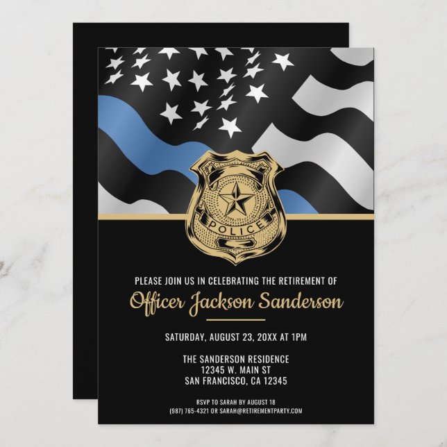 Invitación Law Enforcement Officer Police Retirement Party (Anverso / Reverso)