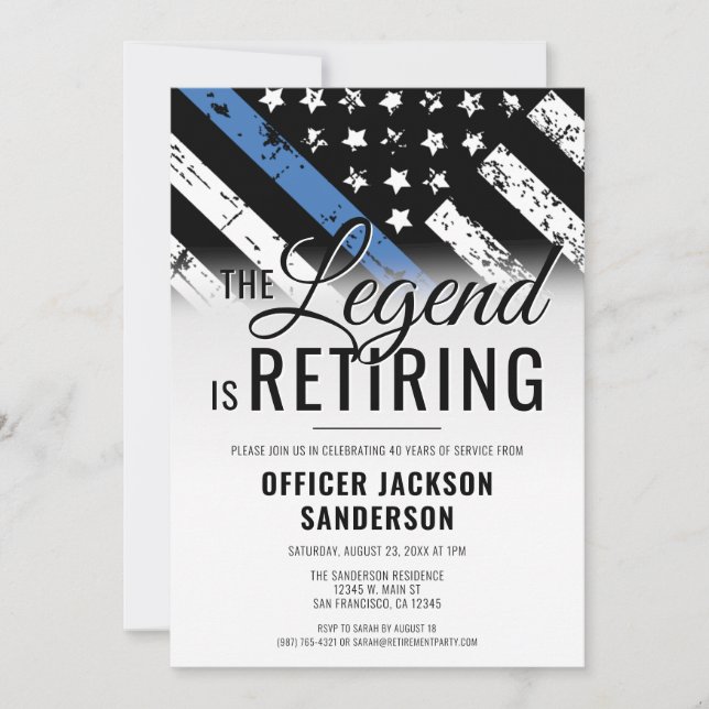 Invitación Law Enforcement Police Department Retirement Party (Anverso)