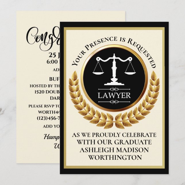 Invitación Law School Graduation Invitation (Anverso / Reverso)