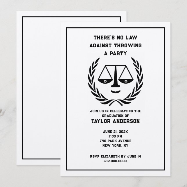 Invitación Law School Graduation Party (Anverso / Reverso)