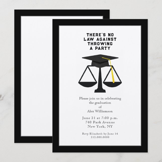 Invitación Law School Graduation Party Invitation (Anverso / Reverso)