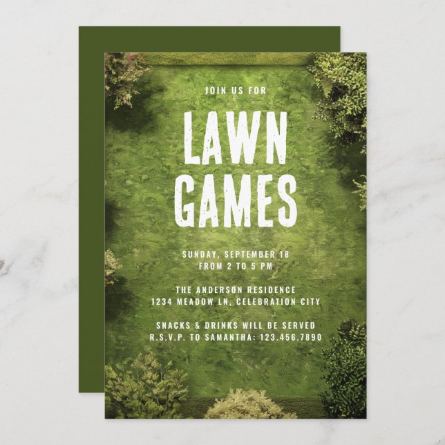 Invitación Lawn Games Backyard Outdoor Garden Family Fiesta (Anverso / Reverso)