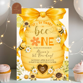 Invitación Lazo Amarillo Tan Dulce Para Cumplir Un Año