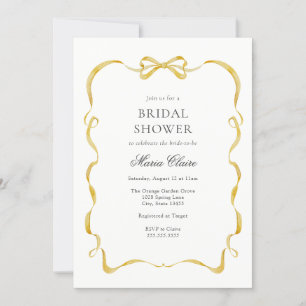 Invitación Lazo amarillo y ducha de novias con arcos