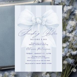 Invitación Lazo azul algo azul antes de que yo haga la fiesta