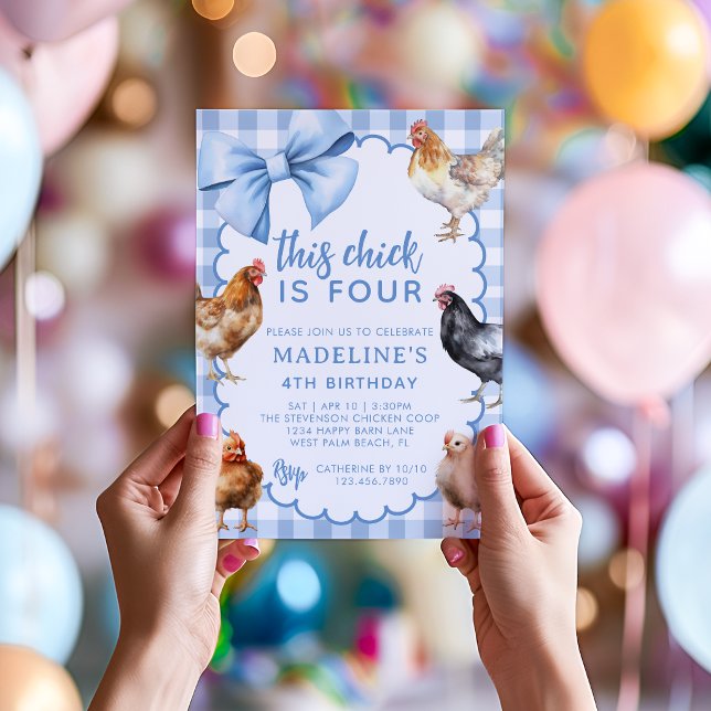 Invitación Lazo Azul Coqueta Boho Chica Cumpleaños Fiesta Pol (Subido por el creador)