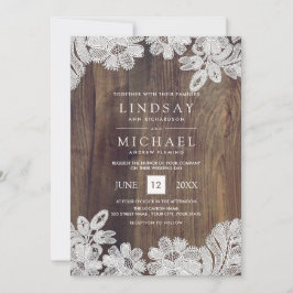 Invitación Lazo blanco | Boda Barn Wood