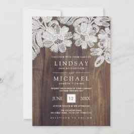 Invitación Lazo blanco | Boda Barn Wood