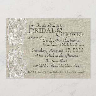 Invitación Lazo blanco de vintage y ducha de novia de diseño 