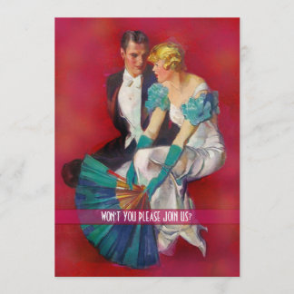 Invitación Lazo blanco del art déco y cóctel de las colas