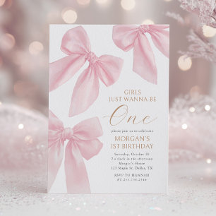 Invitación Lazo Coqueta Rosa Cumple un Año