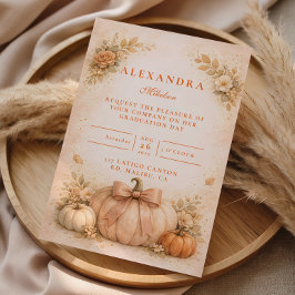 Invitación Lazo Coqueto Calabaza Graduación Otoño