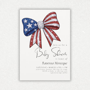 Invitación Lazo Coqueto Patriótico del 4 de Julio para Baby S