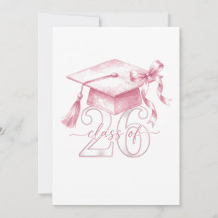 Invitación Lazo Coqueto Rosa Clase Superior de 2026 Chica Sup