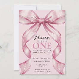 Invitación Lazo Coquette Rosa Sparkle 1er