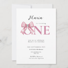 Invitación Lazo Coquette Rosa Sparkle 1er