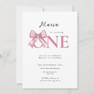 Invitación Lazo Coquette Rosa Sparkle 1er
