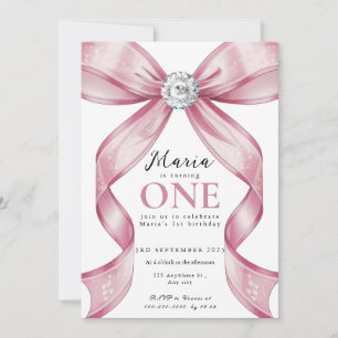 Invitación Lazo Coquette Rosa Sparkle 1er
