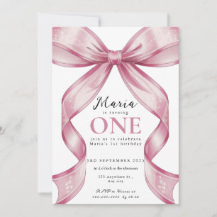 Invitación Lazo Coquette Rosa Sparkle 1st