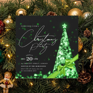 Invitación Lazo de árbol de Navidad de invierno verde MODERNO