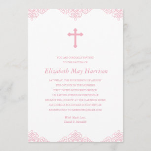 Invitación Lazo de Bonito  Bautismo/cristianismo Chicas rosas