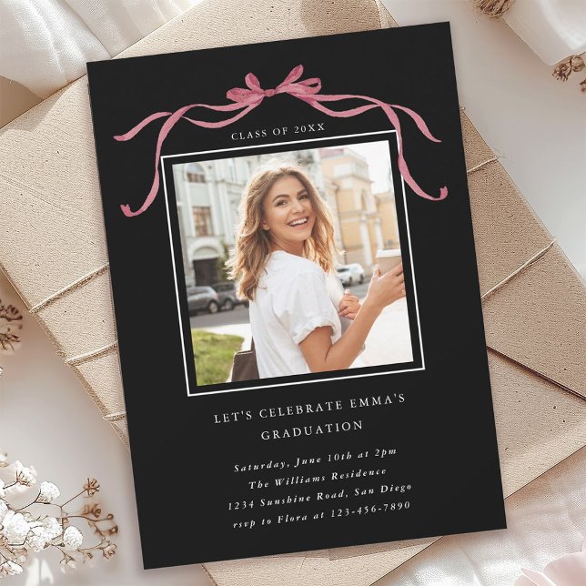 Invitación Lazo de cinta de rubor profundo Graduación Fiesta  (Subido por el creador)