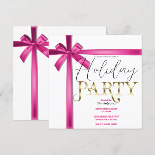 Invitación Lazo de cinta de satén rosa pastel Navidad vacacio