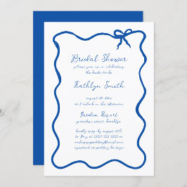 Invitación Lazo de cinta dibujada a mano Whimsical Blue Brida