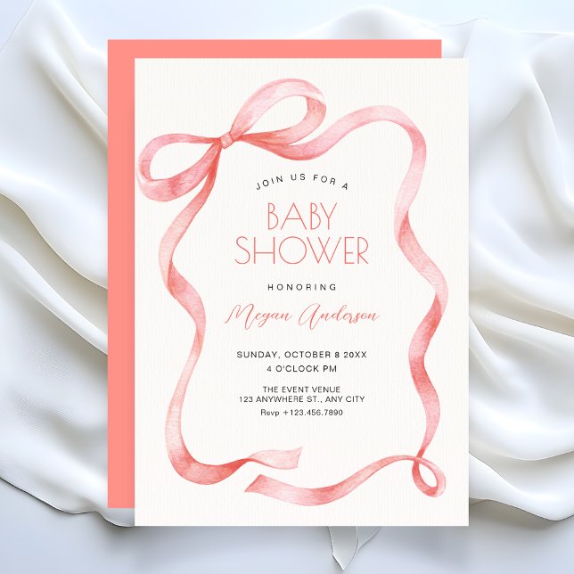 Invitación Lazo de cinta suave rosa rojo (Subido por el creador)