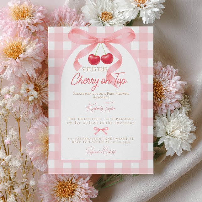 Invitación Lazo de Coqueta Rosa Cereza en la Parte Superior p (Subido por el creador)