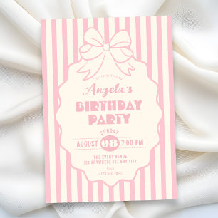Invitación Lazo de coqueta rosa cumpleaños