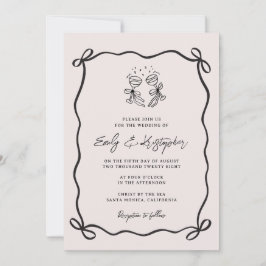Invitación Lazo de Coqueta Rosa para Boda