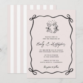 Invitación Lazo de Coqueta Rosa para Boda