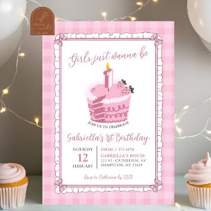 Invitación Lazo de encaje rosa Chica Solo Quiere Ser Una Cump