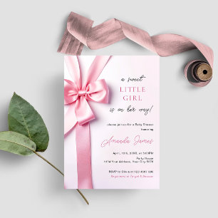 Invitación Lazo de lazo de cinta rosa Baby Shower Dulce niña