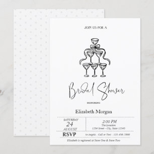 Invitación Lazo de lazo negro puntos de ducha nupcial